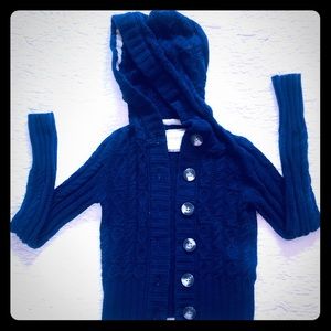 Aeropostale Blue Hooded Button Cardigan